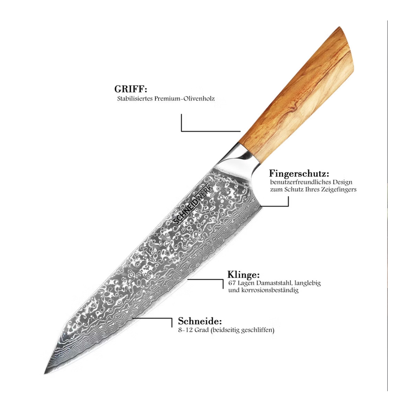helia-smoker-messer-chef-messer-damast-olivenholz-20-cm image 2