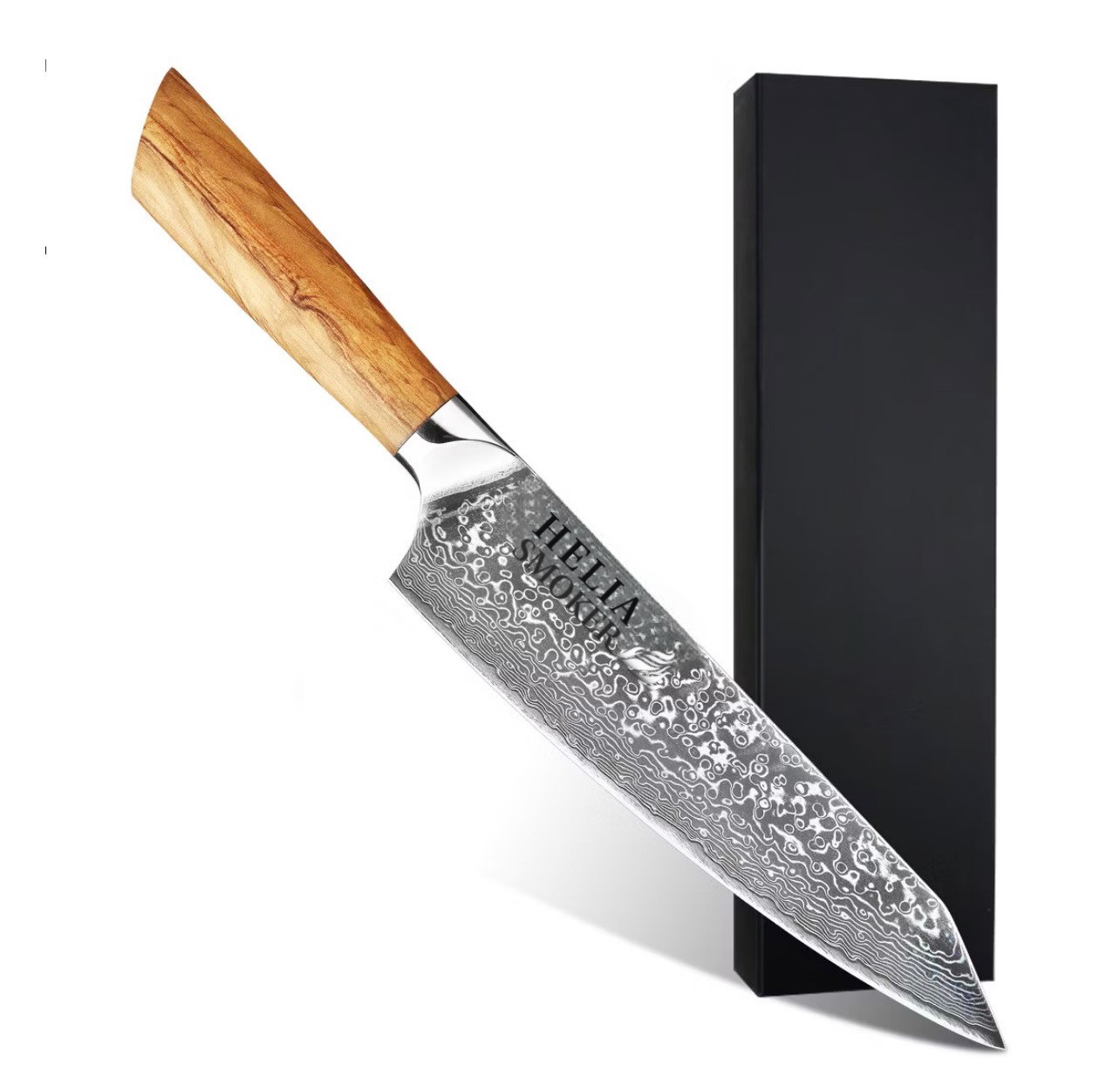 helia-smoker-messer-chef-messer-damast-olivenholz-20-cm image 1